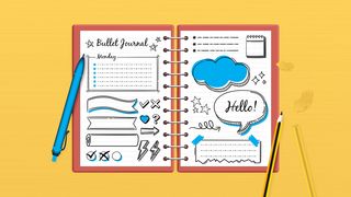 Bullet Journal Illustration eines selbst gestalteten Tagebuchs