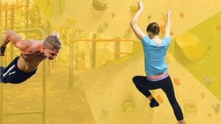Jugendliche beim Bouldern und bei Calisthenics-Übungen