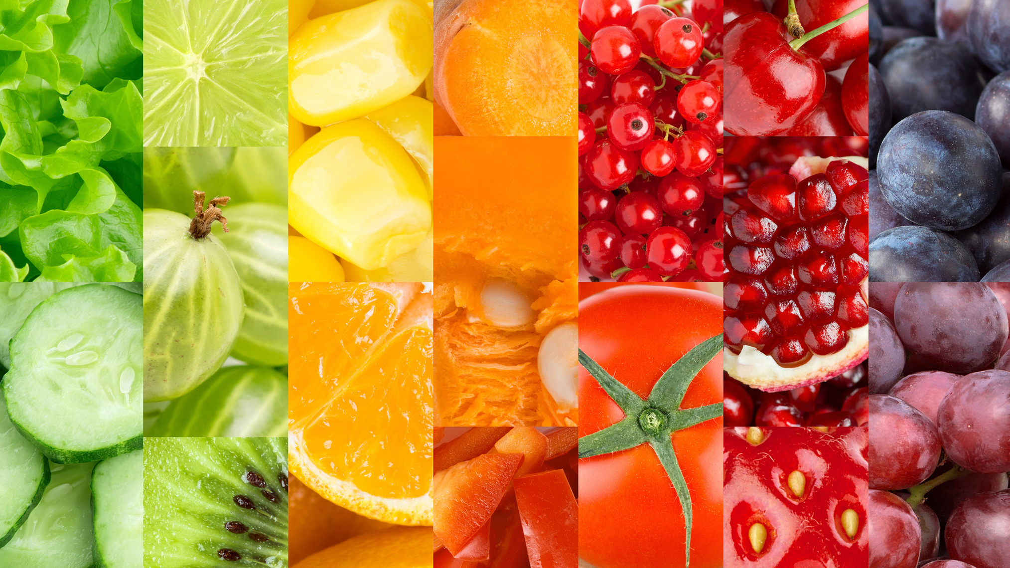 Sammlung von Früchten, die wichtige Vitamine enthalten