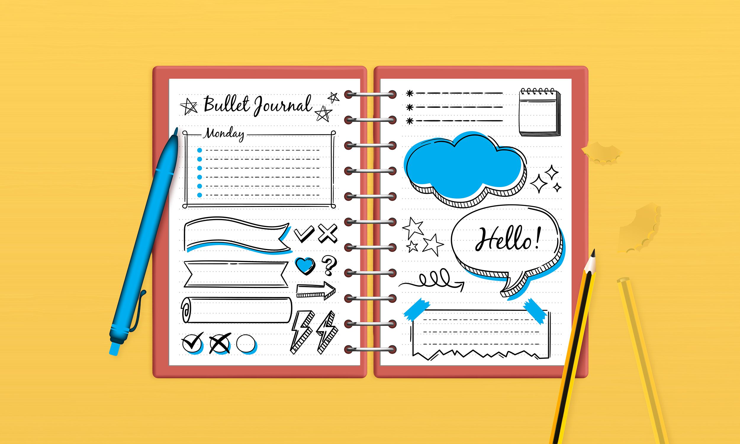 Illustration eines selbst gestalteten Tagebuchs