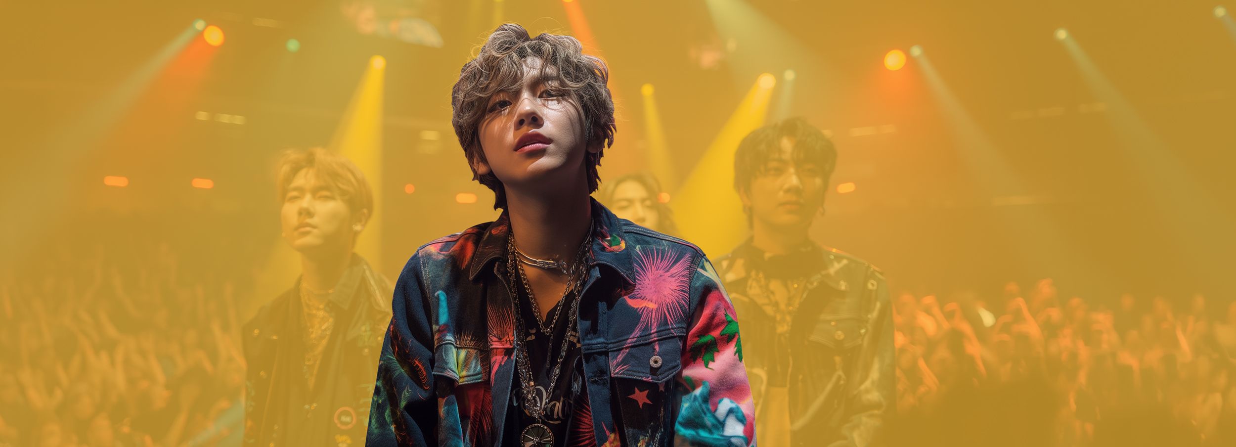 Band-Leader eine K-Pop-Gruppe beim Live-Auftritt