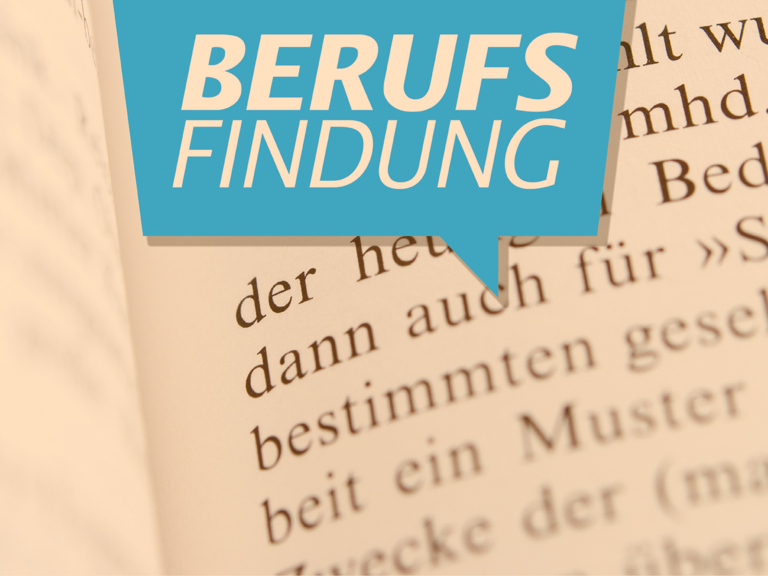 Im Hintergrund ein unscharfer Lexikonauszug, davor die Aufschrift "Berufslexikon"